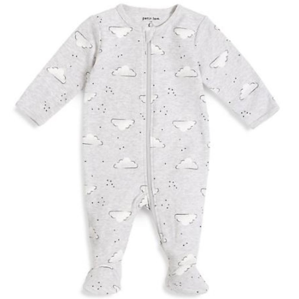 footed pajama zip sleeper cotton footie Petit Lem 3 months
